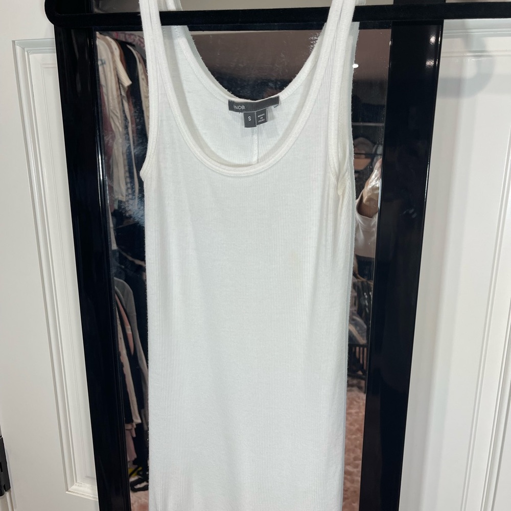 Vince Small Ribbed White Tank Top Small - image 7